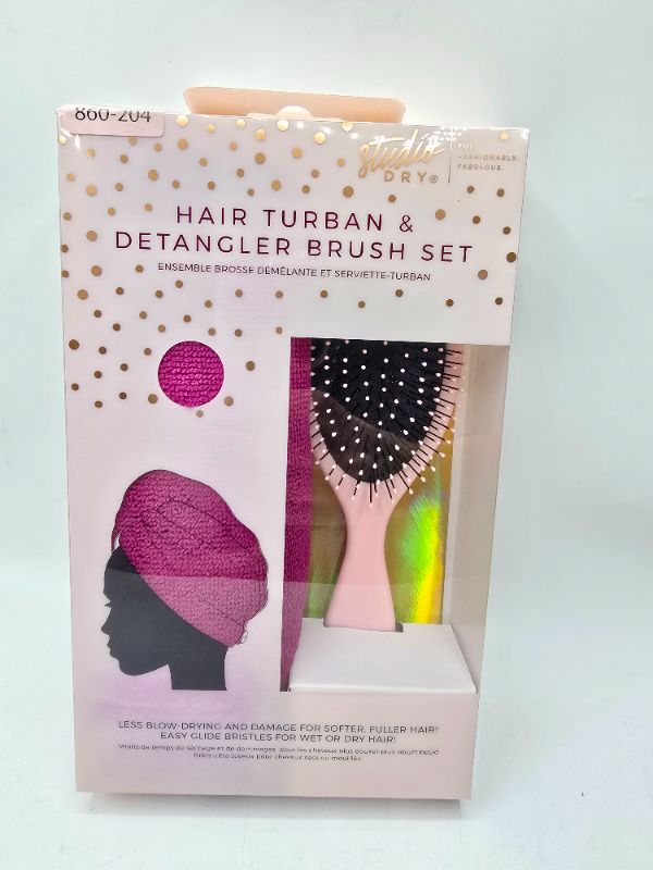 Photo 1 of Studio Dry 2 In 1 Pack 1 Detangling Brush With Pink Turban This Duo Helps Your Hair From Further Damage New