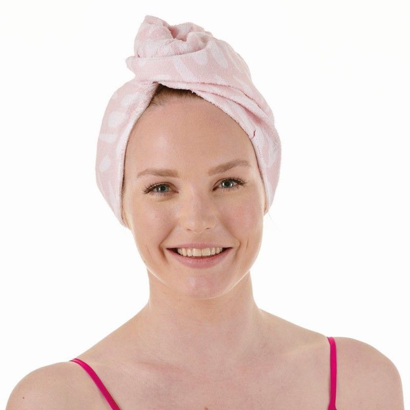 Photo 2 of 2 Pack Pink Leaf Rose Oil Infused Hair Towel Turban Keeps Hair In Top Condition Improving Moisture Retention Strengthens & Supporting Hair Growth New