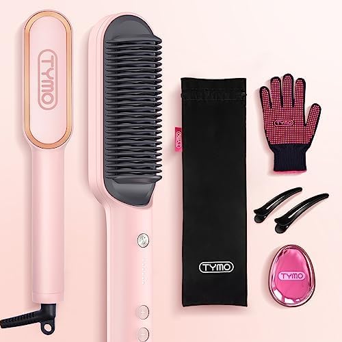 Photo 4 of TYMO Ring Hair Straightener Brush – Hair Straightening Iron with Built-in Comb, 20s Fast Heating & 5 Temp Settings & Anti-Scald, Perfect for Professional Salon at Home, Sakura Pink