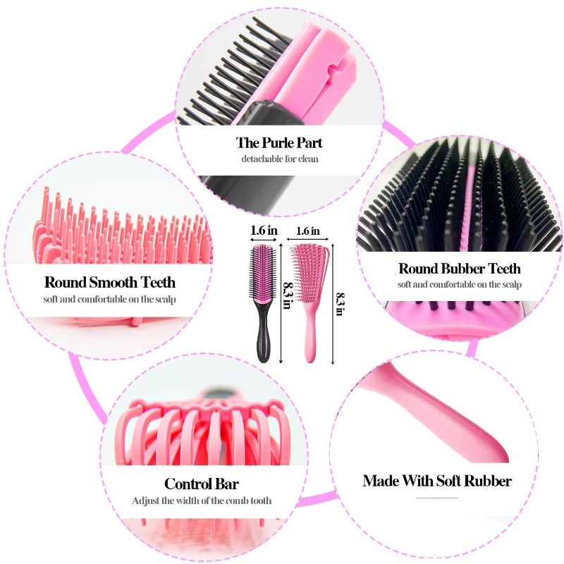 Photo 3 of 9Pcs Detangling Brush Set for Curly and Textured Hair 