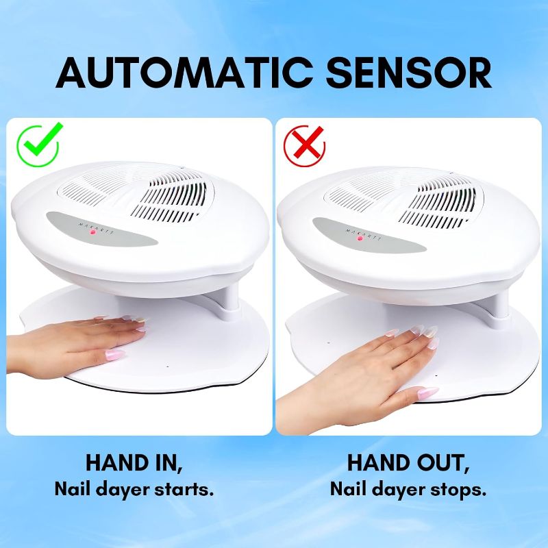 Photo 4 of Makartt Nail Dryer, 400W Air Nail Fan Dryer with Automatic Sensor Nail Polish Dryer for Regular Polish Nail Blow Dryer Warm and Cool Wind Nail Dryer Fan for Manicure Pedicure Salon Home Use