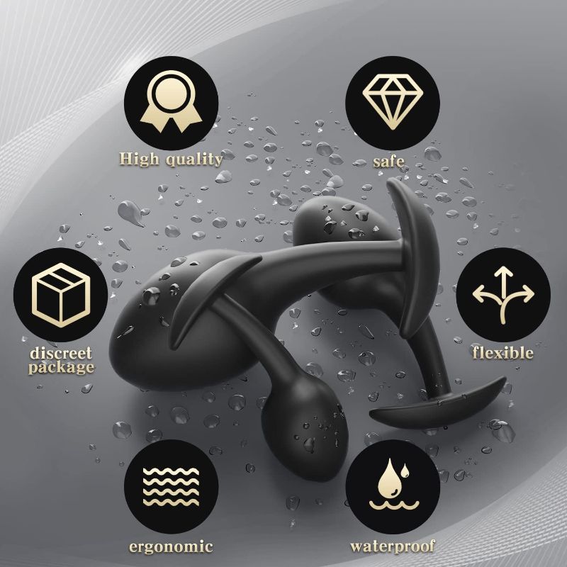 Photo 1 of Anal Plugs, Butt Plug Trainer Kit, Pack of 3 Silicone Anal Butt Plug Adult Sex Toy for Beginners Advanced Anal Toys for Men and Women