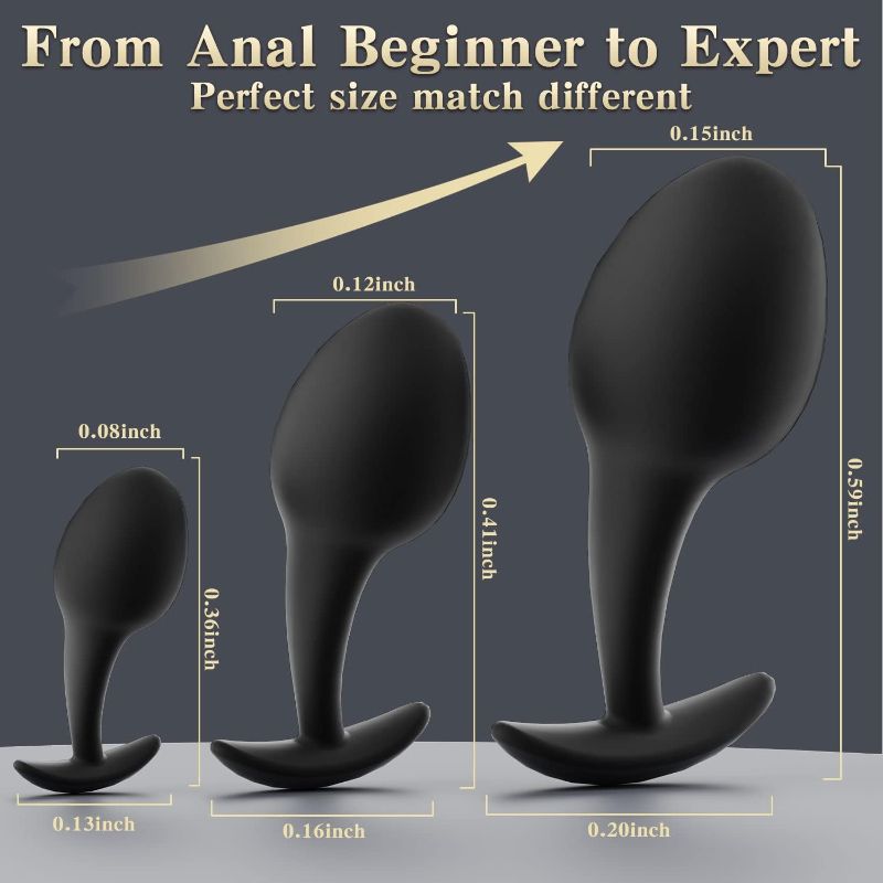 Photo 1 of Anal Plugs, Butt Plug Trainer Kit, Pack of 3 Silicone Anal Butt Plug Adult Sex Toy for Beginners Advanced Anal Toys for Men and Women