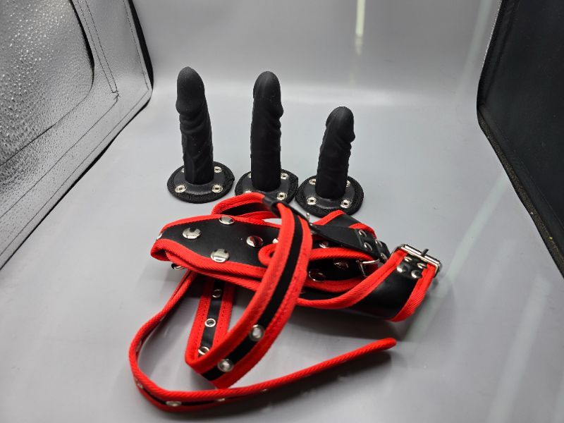 Photo 1 of FST Strap-on Dildo with Harness Belt 3 Removable Silicone Dildos, G Spot Stimulate Adjustable Dildo Leather Sex Toy for Women Lesbian Lovers Masturbation Pink