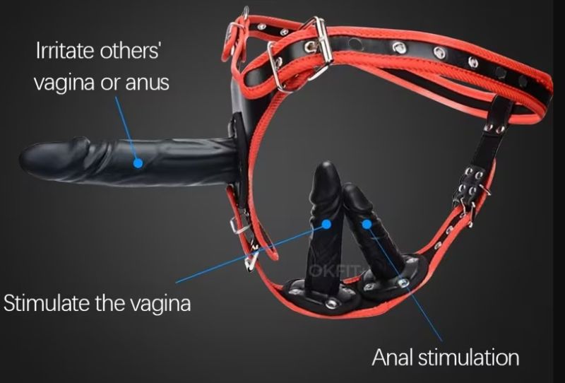 Photo 1 of FST Strap-on Dildo with Harness Belt 3 Removable Silicone Dildos, G Spot Stimulate Adjustable Dildo Leather Sex Toy for Women Lesbian Lovers Masturbation Pink