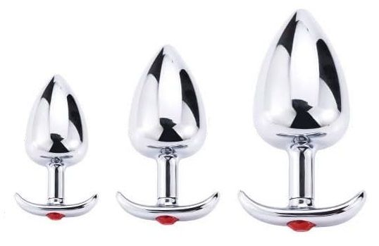 Photo 1 of Anal Butt Plug Jeweled Anal Plug Small Medium Big Size Aluminum Alloy Metal Smooth Butt Plug Man Anal Private Goods
