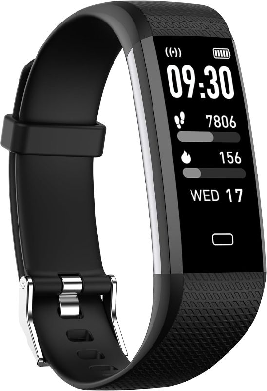 Photo 1 of Black PIVHH Fitness Tracker with Heart Rate Blood Monitor, Sleep Tracker, Step Count, Alarm, Walking, Running & Biking Modes 