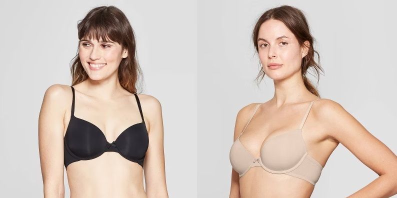 Photo 1 of 2 Pack - 34DD Women's Everyday Lightly Lined Demi T-Shirt Bra - Auden™ - Beige & Black m