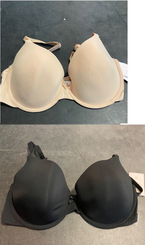 Photo 2 of 2 Pack - 34DD Women's Everyday Lightly Lined Demi T-Shirt Bra - Auden™ - Beige & Black m