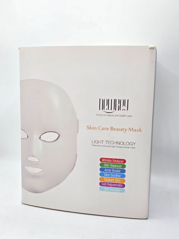 Photo 3 of Newkey Red Light Therapy Mask For Face,7 Colors Led Face Mask Light Therapy, At-Home Photon Skin Care Beauty Mask Plug-In – Green: Balances Skin - Red: Aging & Acne – Blue: Acne & Calms Inflammation – Clear: Relaxes Skin & Accelerates Growth – Yellow: Red