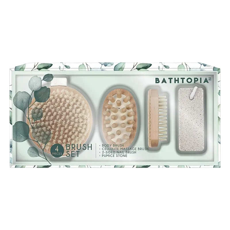 Photo 1 of 4 Piece Body & Feet Exfoliation Set Rejuvenates & Refreshes Skin Includes Bath Brush Massage Brush Nail Brush & Pumice Stone New