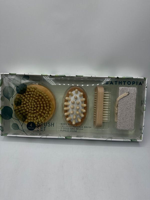 Photo 2 of 4 Piece Body & Feet Exfoliation Set Rejuvenates & Refreshes Skin Includes Bath Brush Massage Brush Nail Brush & Pumice Stone New