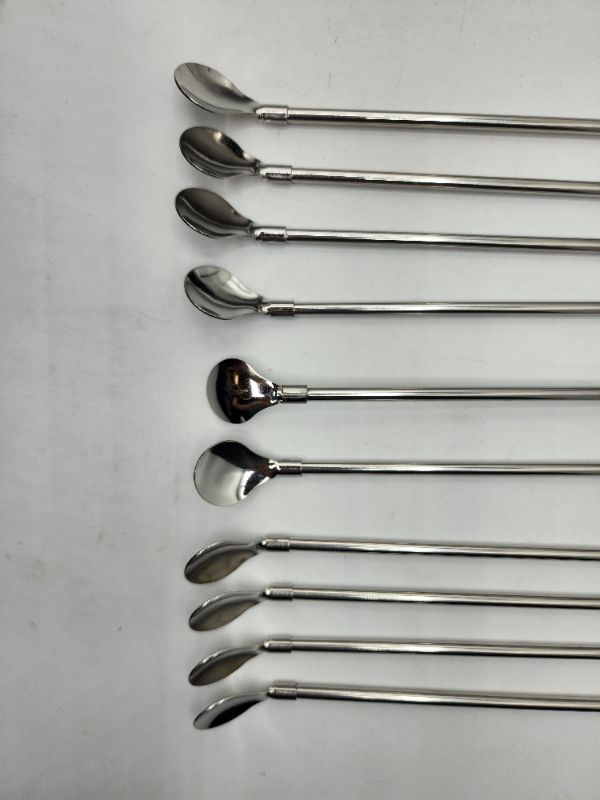 Photo 4 of 20 Pack Stainless Steel Reusable Drinking Straws with Spoons, Cocktail Spoon for Cocktail Smoothies Drinks