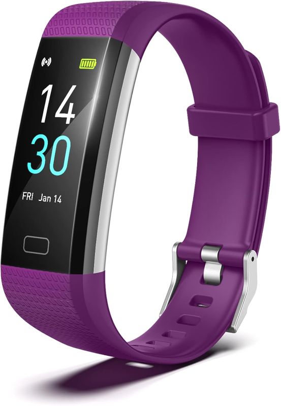 Photo 1 of Purple PIVHH Fitness Tracker with Heart Rate Blood Monitor, Sleep Tracker, Step Count, Alarm, Walking, Running & Biking Modes– Charger Not Included - Charges Through Computer