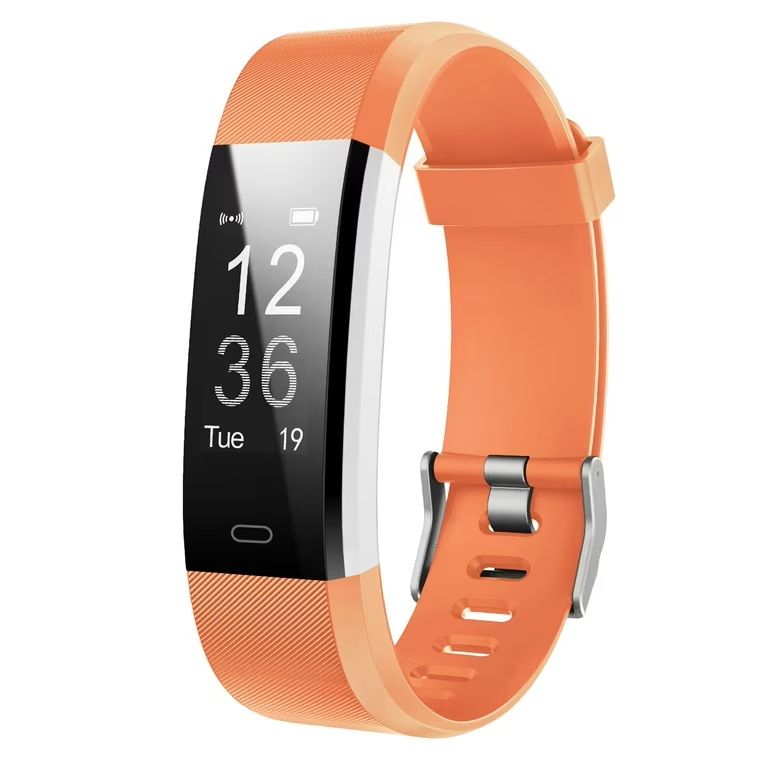 Photo 1 of Orange PIVHH Fitness Tracker with Heart Rate Blood Monitor, Sleep Tracker, Step Count, Alarm, Walking, Running & Biking Modes– Charger Not Included - Charges Through Computer