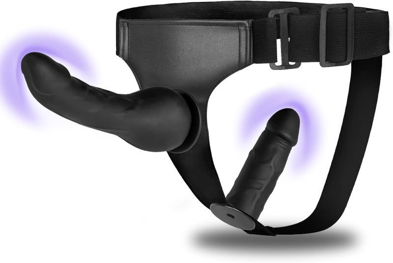 Photo 1 of Strap On Dildo Sex Toy Double Ended Dildo Silicone Long Dildo Wearable Strap On Harness with 2 Removeable Realistic Fantasy Dildo Adjustable G-Spot