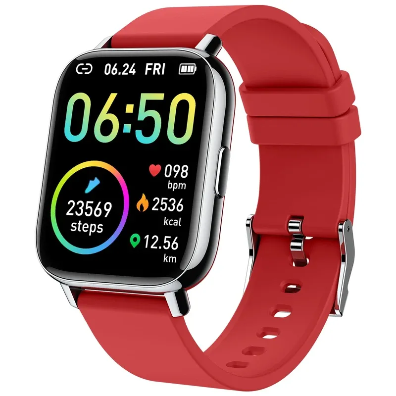 Photo 1 of Red Letsfit Smartwatch Fitness Tracker Advanced Fitness Tracking, Such As Real-Time And Automat-ic Spo2 Measurement Automatic Sleep Tracking, 24/7 Heart Rate Monitoring 14 Sports Modes And More For iPhone And Android IW1