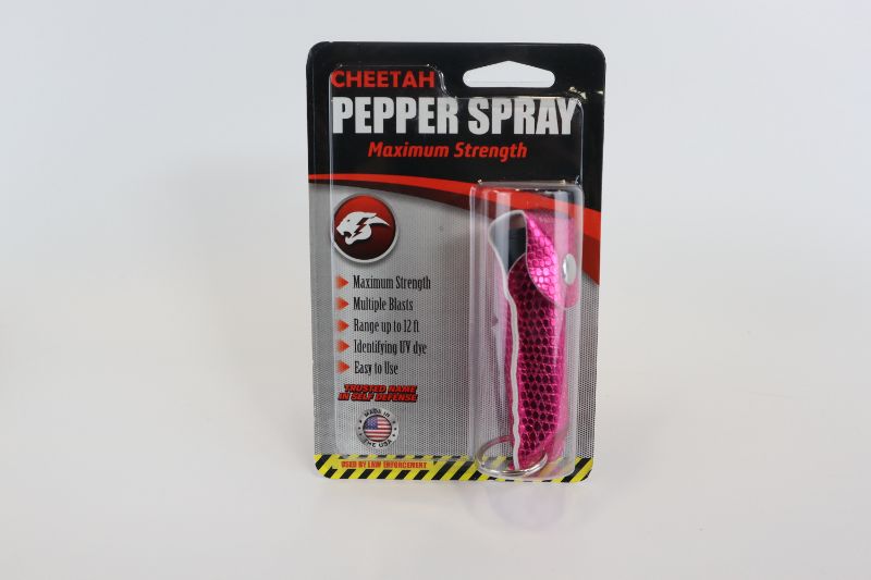 Photo 1 of 2 Pack Scale Pink Self Defense Cheetah Pepper Spray Maximum Strength 12ft Range UV Dye 
