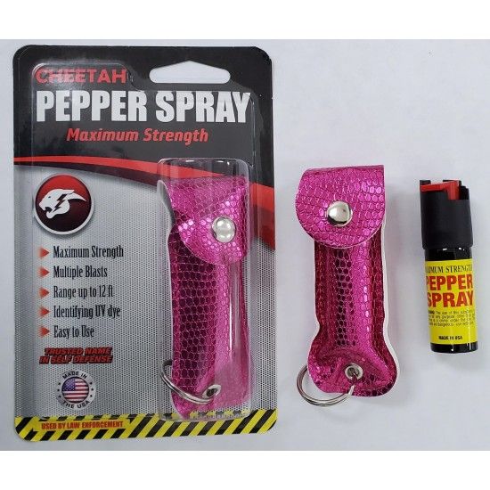 Photo 1 of 2 Pack Scale Pink Self Defense Cheetah Pepper Spray Maximum Strength 12ft Range UV Dye 