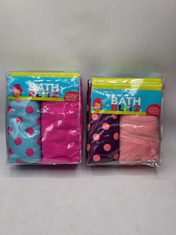 Photo 1 of 4 Bath Blitz Microfiber Turban Towels 4 Different Colors For More Fun Faster Drying Time - Less Damage From Generic Towels - Leaving Hair Soft & Smooth New