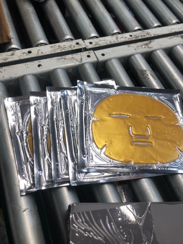 Photo 1 of 24k Gold Face and Neck Mask Set Deep Tissue Treatment Includes 24k Gold Leaf Rose Gold Oil and Hyaluronic Acid Repair Signs of Aging Boost Collagen Production Clear Acne Minimize Scars and Blemishes Leaving Healthy Glow Include 12 Face and 12 Neck Sheets 