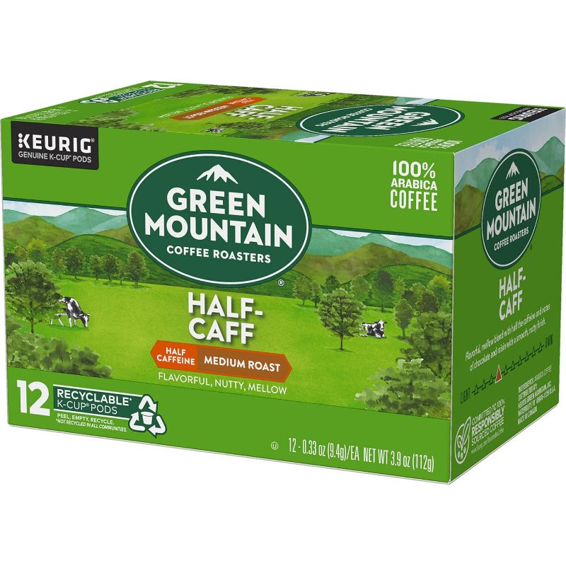 Photo 1 of Green Mountain Coffee Roasters Half Caff Keurig Single-Serve K-Cup pods, Medium Roast Coffee, 12 Count- BEST BY- 06/2026
