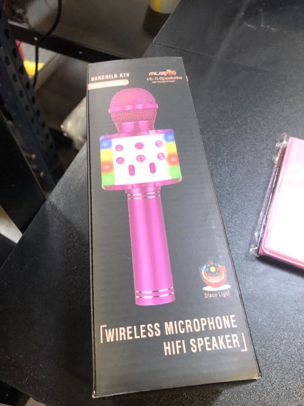 Photo 2 of Winique Karaoke Microphone for Kids with Bluetooth & LED Lights - 5 in 1 Fun Toys Home KTV Birthday Party Player - Christmas Stocking Stuffers for Girls, Boys, and Teens(Gold)