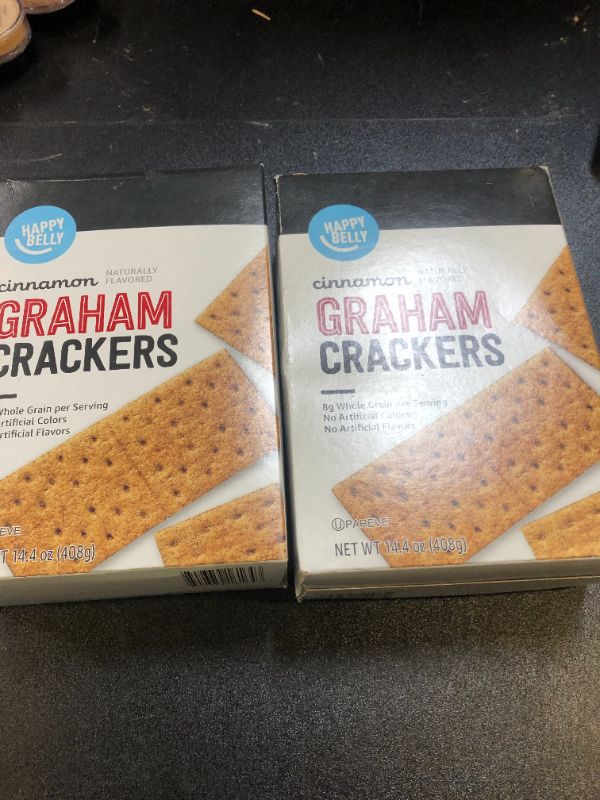 Photo 2 of 2  PACK--Amazon Brand - Happy Belly Cinnamon Graham Crackers- 11/10/2024