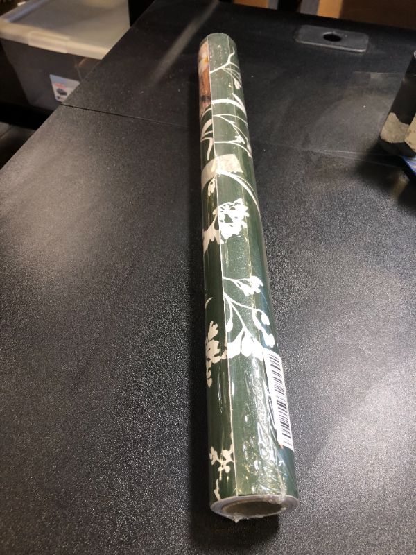 Photo 1 of Hopepak 17.3''x118'' Peel and Stick Wallpaper White and Green Wallpaper Modern Removable Self Adhesive Wallpaper Waterproof Floral Contact Paper for Bedroom Living Room Decor Stick on Wallpaper