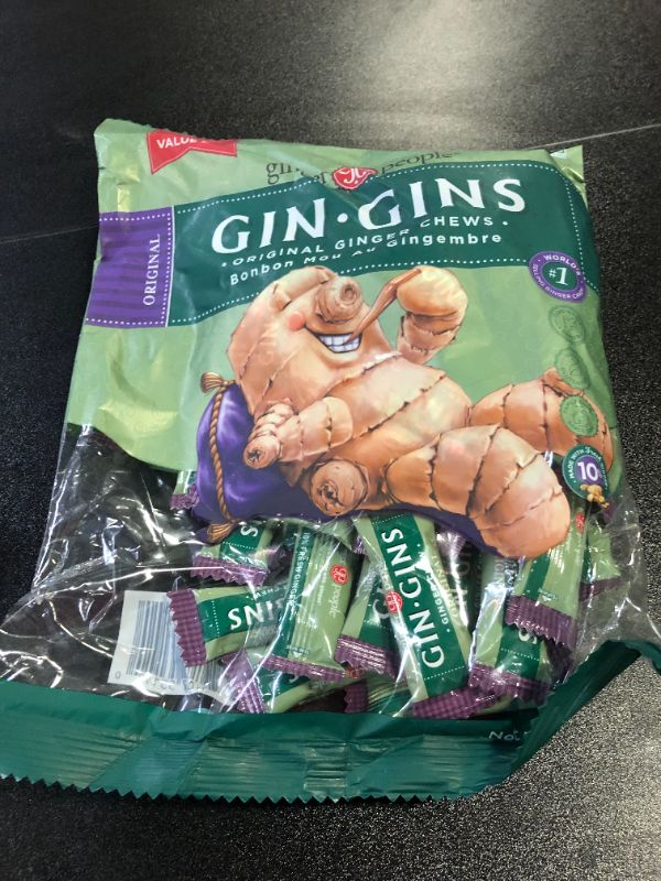 Photo 2 of GIN GINS Original Ginger Chews – Natural Fresh Ginger Candy by The Ginger People – Individually Wrapped Healthy Candy – Original Flavor – Large 1 lb Bag (16oz) – Pack of 1-06/2026