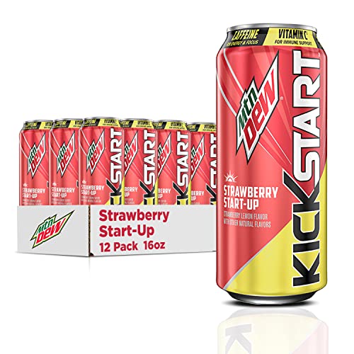 Photo 1 of Mountain Dew Kickstart Strawberry Start-up (16 Ounce Cans, Pack of 12) BB: 11/26/2024