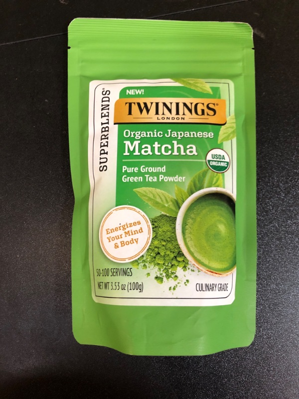 Photo 2 of Twinings Organic Japanese Matcha, Pure Ground Green Tea Powder Culinary Grade, 3.53 Ounce/100g Bag 3.53 Ounce  BB; 12/28/2024