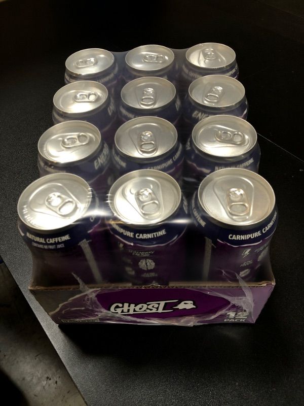 Photo 2 of GHOST Energy Drink - 12-Pack, Welch's Grape, 16oz Cans - Energy & Focus & No Artificial Colors - 200mg of Natural Caffeine, L-Carnitine & Taurine - Gluten-Free & Vegan  EXP 12 2025