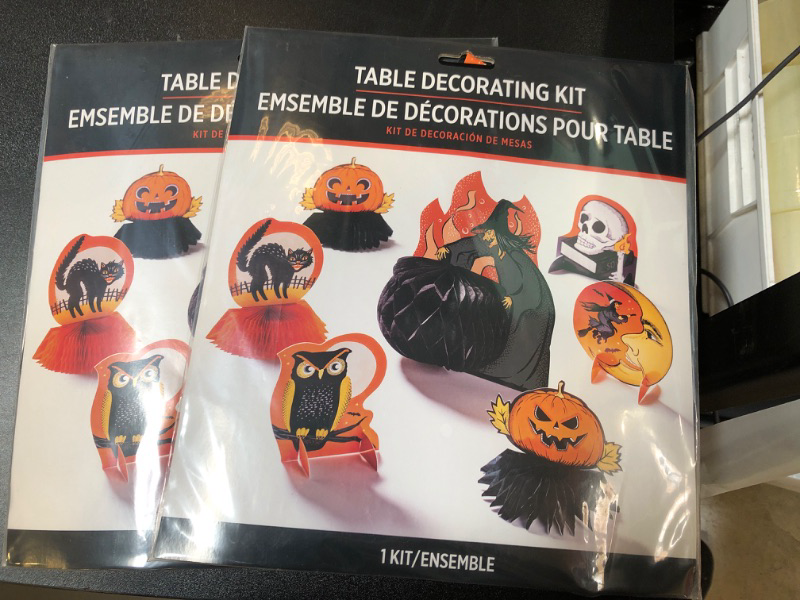 Photo 2 of 2 Striking Black & Orange Vintage Halloween Table Decorating Kit - Pack of 7 - Spooky Design - Ideal for Parties, Gatherings & Spooky Events