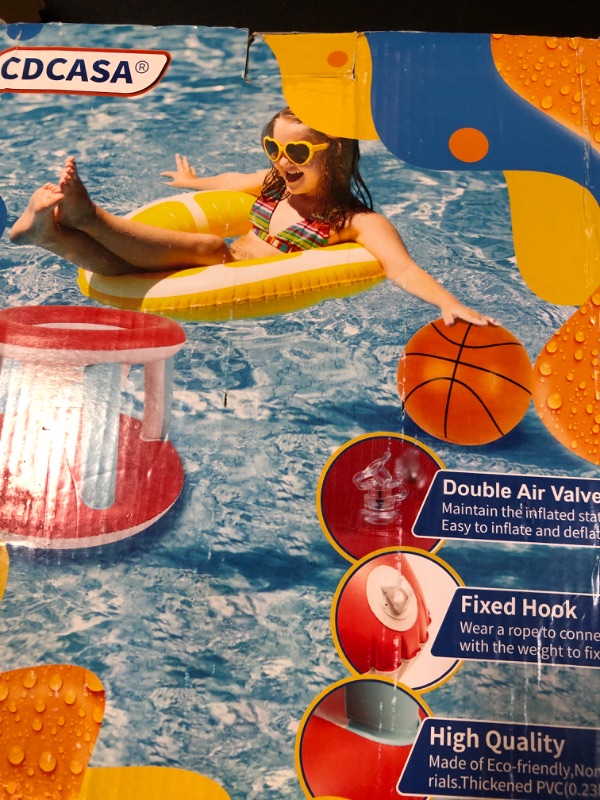 Photo 2 of 
JOYIN Inflatable Pool Float Set Volleyball Net & Basketball Hoops, Floating Swimming Game Toy for Kids and Adults, Summer Floaties, Volleyball Court (105”x28”x35”)|Basketball (27”x23”x27”),L-Orange