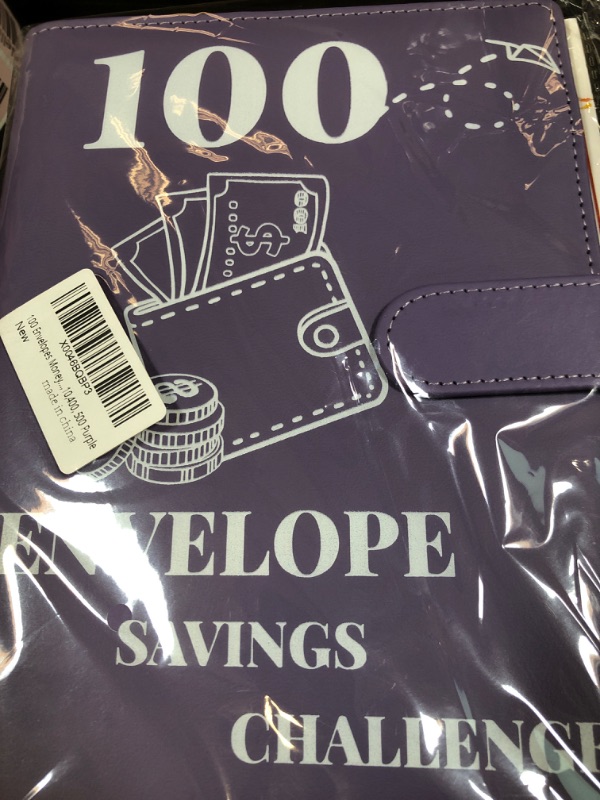 Photo 2 of 100 Envelopes Money Saving Challenge Binder, 2024 New A5 Budget Binder with Cash Envelopes, 6 Rings Savings Challenges Book, Laminated Budgeting Planning Tracker to Save $5050,10,400, 500 Purple