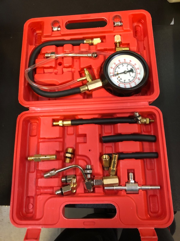 Photo 2 of 0-140PSI Fuel Injector Injection Pump Pressure Tester, Fuel Pressure Tester Kit, Universal Fuel Pump Pressure Tester Gasoline Car Truck Motorcycle Diagnostic Tool