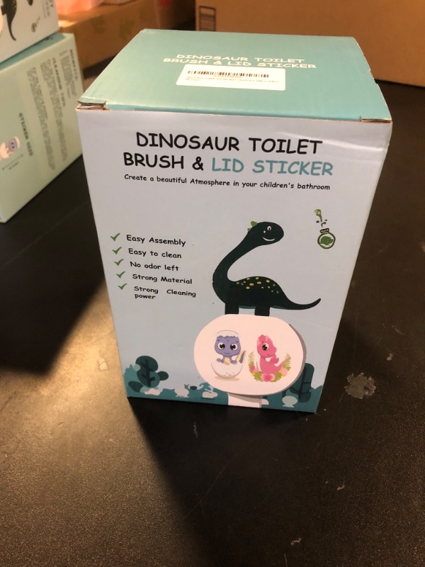 Photo 2 of Generic Toilet Brush Dinosaur Blue Creative Zone Dinosaur stiker with Customized Box Toilet Brush Set Dinosaur Toilet Brush Holder