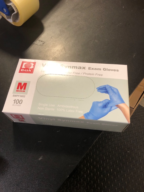 Photo 2 of Medium Blue Synmax Vinyl/Nitrile Blend 4G Multi-Purpose Disposable Gloves, (100-Pack)