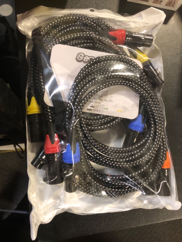 Photo 2 of GeoHN.G XLR Cables, XLR Microphone Cables 6ft 6 Packs, 3-Pin Premium Balanced Shielded XLR Speaker Cable Male to Female Balanced Mic Patch Cord