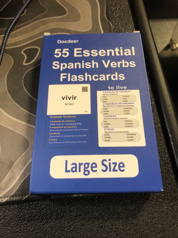 Photo 2 of Spanish Verbs: 55 Spanish Essential Verbs Flash Cards Conjugated Through 4 Tenses