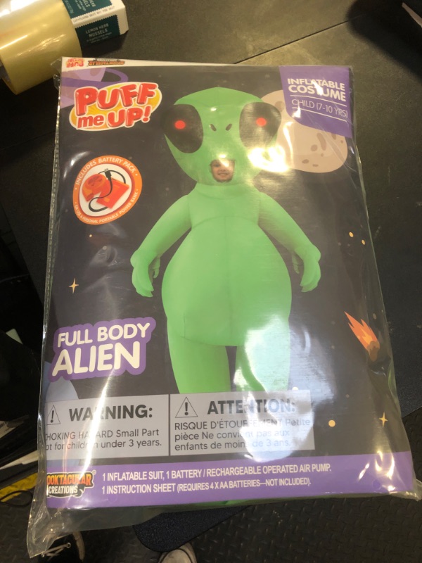 Photo 2 of SYNCFUN Kids Halloween Inflatable Costumes with Light Up Eyes, Full Body Alien Blow Up Costumes 7-10 YR OLD