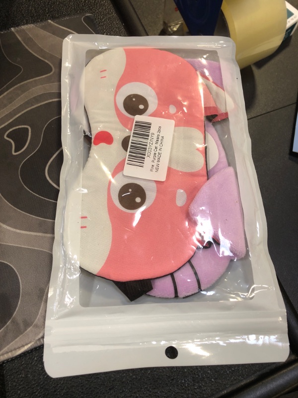 Photo 1 of 2 Pack Cute Animal Cat Sleep Eye Mask, 3D Funny Cat Dog Soft Plush Blindfold Sleeping Masks Eye Cover for Men Women Plane Travel Nap Night Eyeshade (Pink, Purple)