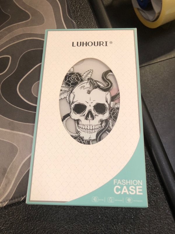 Photo 1 of LUHOURI Designed for iPhone 11 Pro Max Case with Screen Protector - Slim Fit, Sturdy Clear Acrylic Cover for Women and Girls - Protective Phone Case 6.5" - Rose and Skull