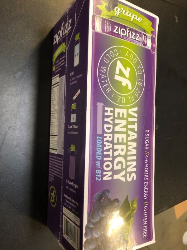 Photo 2 of Zipfizz Daily Energy Drink Powder Grape Flavor 20 Tubes - expires 11/2025