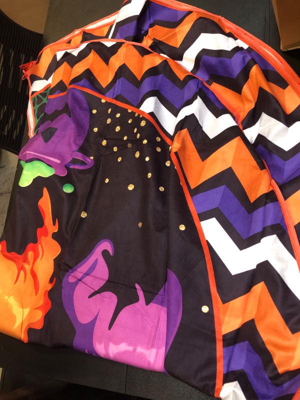 Photo 1 of 72 inch Tree Skirt Spooky Design Witchy Purple Green Orange Fabric for Beneath Christmas Tree 