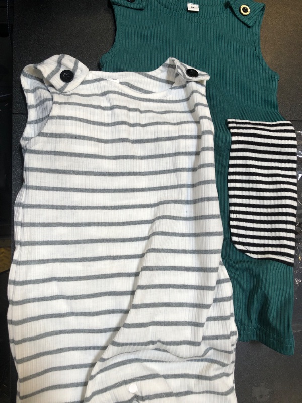 Photo 1 of 2Pcs Infant Clothing Green Striped - Size 12-24 months 