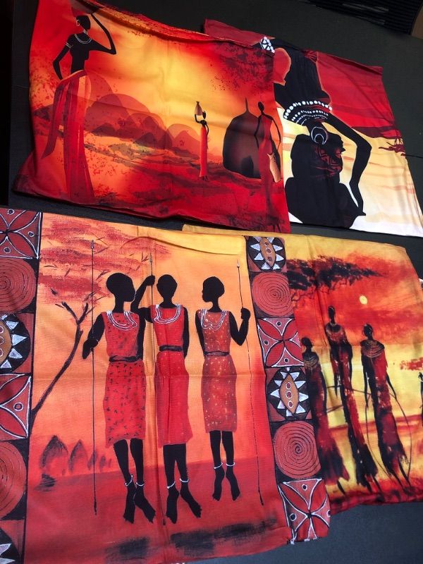 Photo 1 of 4 Pack African Tribal Themed Pillow Covers Orange Sunset 16x16