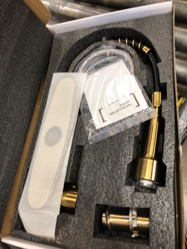 Photo 1 of Kmeino LED Kitchen Faucet with Pull Down Sprayer, Spring Kitchen Faucet Brushed Gold Dual Function Sprayer Lead-Free Solid Brass Kitchen Sink Faucet Champagne Bronze RV Faucet with Deck Plate