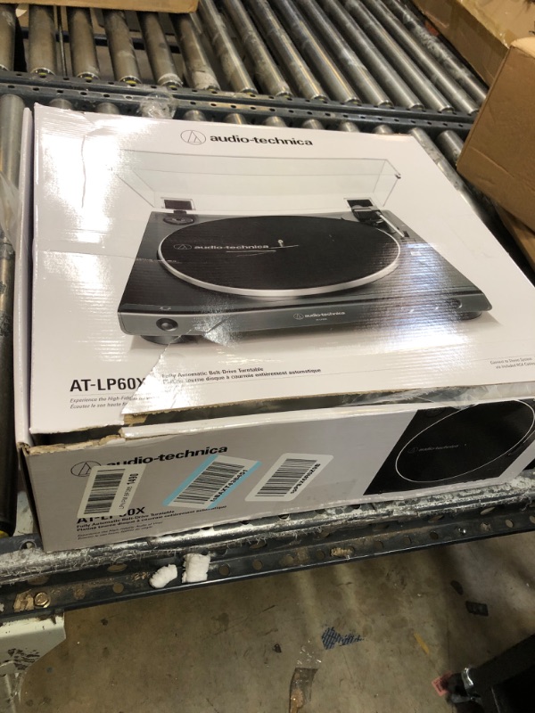 Photo 3 of Audio-Technica AT-LP60X-BK Fully Automatic Belt-Drive Stereo Turntable, Black, Hi-Fi, 2 Speed, Dust Cover, Anti-Resonance, Die-Cast Aluminum Platter